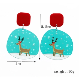 Vue détaillée des boucles d'oreilles renne de Noël avec dimensions et poids indiqués