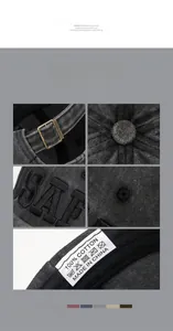 Detail of washed cotton cap showing SAP embroidery, metal buckle, and ventilation eyelets