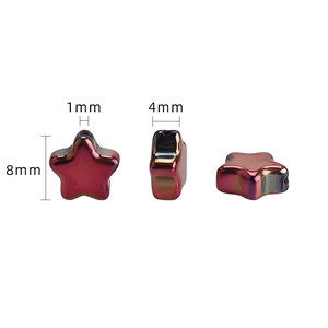 Irridescent purple star-shaped 8mm glass beads for DIY jewelry making and necklaces