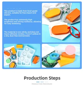 Detailed view of flexible silicone molds and colorful geometric DIY handmade soap resin crafts