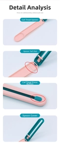 Vues détaillées de la cuillère doseuse pour chats avec curseur ergonomique et boucle
