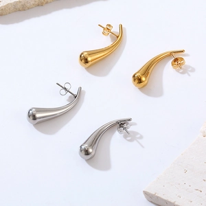 Boucles D'oreilles Goutte D'eau Acier Inoxydable Poli Minimaliste Géométrique Bijoux Mode Pour Femmes