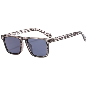 Modern square frame sunglasses with black and grey wood grain pattern for a stylish look