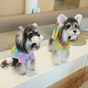 Cozy color-block pet pajamas in soft thermal fabric for small dogs like Schnauzers