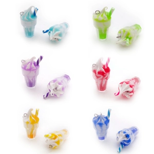 Mini resin ice cream drink cup charms for DIY jewelry making in six assorted colors