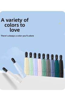 Ultralight automatic folding umbrellas displayed in eleven assorted vibrant color options