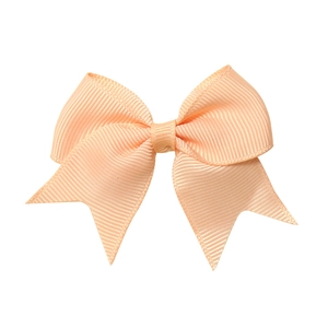 Pale orange grosgrain ribbon bow hair clip for girls, handmade with textured fabric