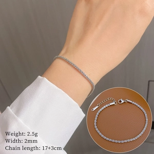 Minimalist silver titanium steel chain bracelet with adjustable link for women