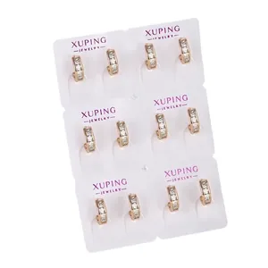 Set of 6 pairs minimalist gold plated hoop earrings with white zircon stone inlay