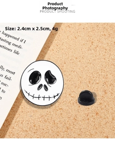 Detailed size view of Jack Skellington enamel pin showing 2.4cm by 2.5cm dimensions