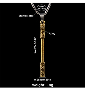 Tableau des tailles du pendentif Ruyi Jingu Bang doré avec chaîne en acier inox