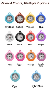 Detailed collection of 14 colorful medical silicone nurse watches with quartz movement