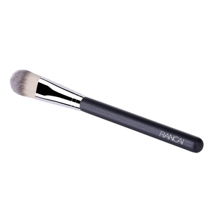 Professional foundation brush with gradient grey synthetic bristles and black handle