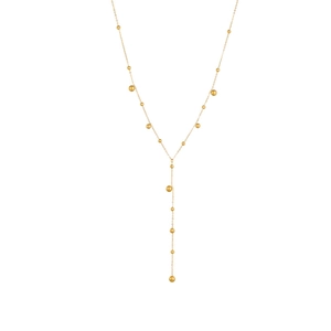 Minimalist gold titanium steel Y-shaped necklace with dangling ball bead fringe chain