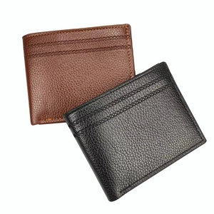 Portefeuille court pour hommes en cuir marron et noir avec motifs triangulaires embossés