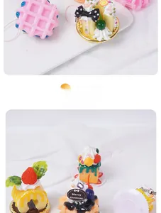 Macro detail of PVC waffle and cupcake keychain with Merry Christmas text decoration