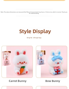 Close-up of cute rabbit pencil sharpeners with carrot and bowknot gift box designs