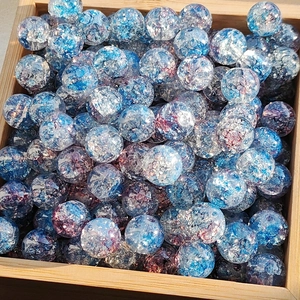 Mix of colorful round glass beads with crackle pattern for DIY jewelry making