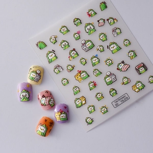 5D embossed cat dinosaur nail stickers set with colorful 3D graffiti cartoon designs