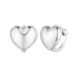 925 Sterling Silver Heart Huggie Hoop Earrings For Women Polished Simple Small Love Shape Ear Jewelry Gift Classic