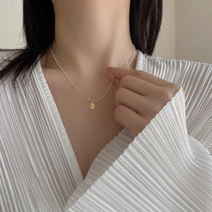 Vintage Oval Portrait Pendant Necklace 925 Sterling Silver Gold Plated Relief Coin Ball Chain Jewelry For Women Elegant