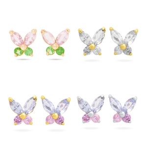Elegant Butterfly Stud Earrings Copper Colorful Cubic Zirconia With 925 Sterling Silver Earring Post Jewelry For Women