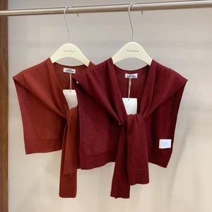 Premium wool blend knit shawls in brick red and wine red colors for autumn layering