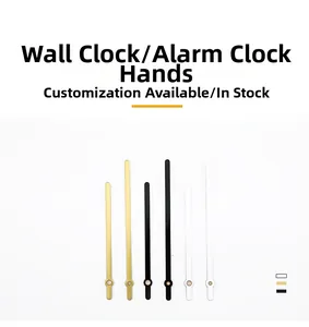 Detailed set of metal wall clock hands in black, white, and gold finishes for repair
