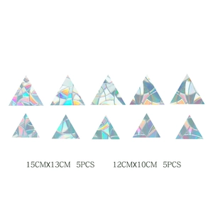 Rainbow prism holographic triangle window stickers in 15x13cm and 12x10cm set