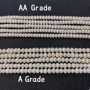 Natural white freshwater pearls comparison showing Grade AA and Grade A quality luster