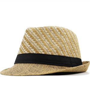 Paper Straw Fedora Hat Breathable Wide Brim Sun Protection Summer Beach Jazz Cap With Black Band Men Women