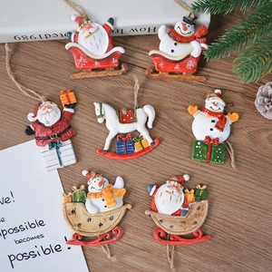 Nordic vintage Christmas tree ornaments set including Santa, snowman and sleigh charms