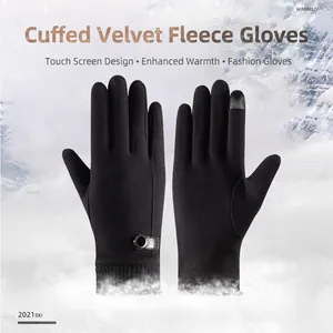 Gants de cyclisme d'hiver pour hommes avec écran tactile et doublure chaude en lapin