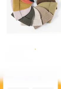 Detailed view of assorted colors and ribbed knit texture of winter wool beanies