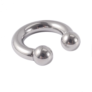 Polished silver stainless steel horseshoe circular barbell piercing with ball ends