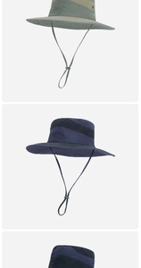 Dettaglio cappello parasole outdoor con tesa larga, fori in metallo e ricamo Sport