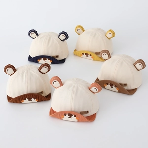 Set di cappelli in cotone per neonati con orecchie da orso 3D e ricami in cinque colori