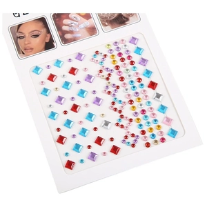 Colorful multi-shape face and nail rhinestones stickers including square and round gems