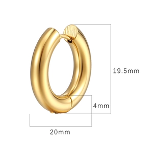 18K gold plated stainless steel geometric round hoop earrings with size measurements
