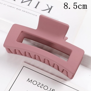 matte pink rectangular hair claw clip minimalist anti slip hair accessory daily wear 8.5cm