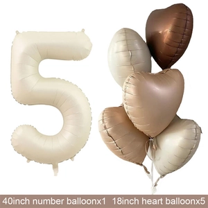 40 inch cream number 5 balloon with heart foil balloons for birthday party decor