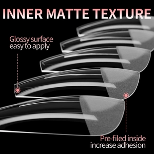 Détail macro de capsules ongles trapèze avec texture mate interne pour une meilleure adhérence