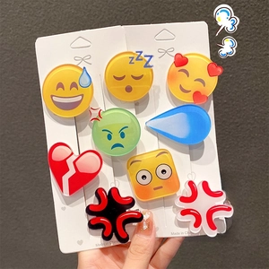 Set di 8 mollette per capelli emoji in acrilico con espressioni creative e buffe