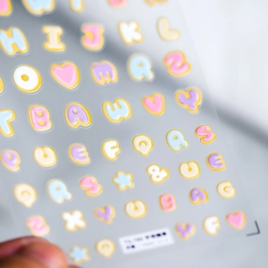 3D Relief Nail Art Stickers Self Adhesive Letters Stereoscopic Candy Theme Decals DIY Manicure Decorations Accessory