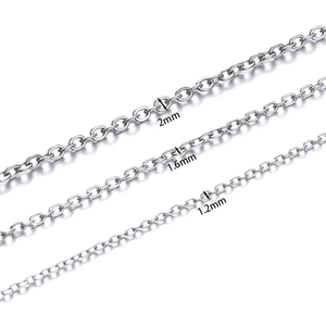 Comparison of stainless steel chain widths in 2mm, 1.6mm and 1.2mm sizes