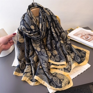 Long Scarf Faux Satin Satin Polyester Printed Leopard Paisley Polka Dot Shawl Wrap For Women Elegant Fashionable Lightweight