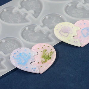 Silikonform für 12 Sternzeichen Herz-Puzzle Anhänger aus Kunstharz DIY Schmuck