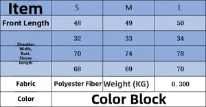 Detailed size chart for women's knit cardigan showing S, M, L measurements in centimeters