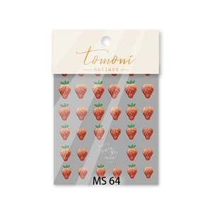 Tomoni MS-64 embossed strawberry nail art stickers with 24 fruit decals in packaging