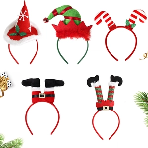 Christmas Headband Santa Hat Reindeer Antler Elf Leg Plastic Non-Woven Fabric Plush Holiday Party Costume Accessory Kids